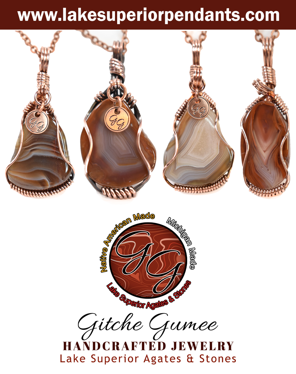 Lake Superior Jewelry with Agates!  Lake Superior Agates are semi-precious stones.  Fine sharp banding of an agate increases the worth of the agate.   When cut, ground, and polished, the banding and colors are breathtaking!